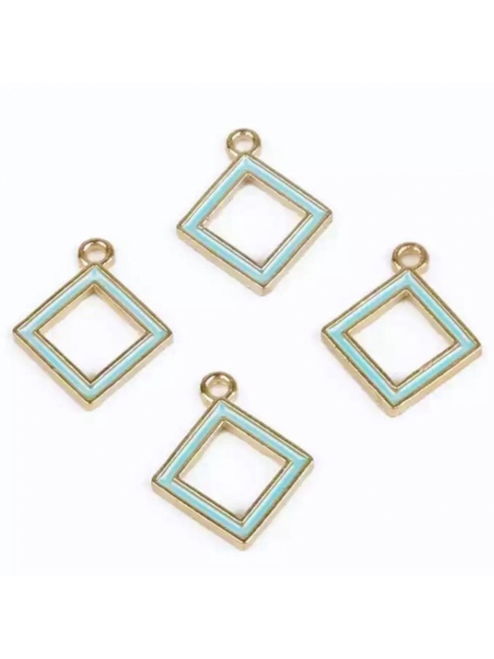 🔴 5 for $10 ONE Blue Gold Diamond Shaped Pendant Zinc Alloy Enamel